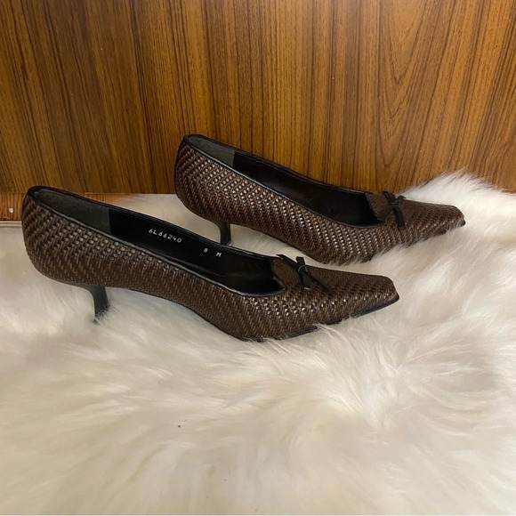 Stuart Weitzman women’s brown‎ basket  weave heels in size 8 - Picture 4 of 11